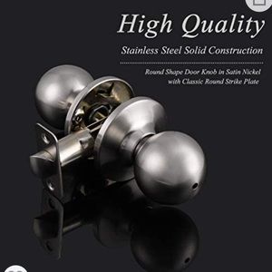 NIB Brushed Nickel Door knobs keyless privacy lock interior